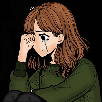 realistic girl crying in a corner