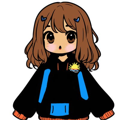 girl wearing frogging sweatshirt