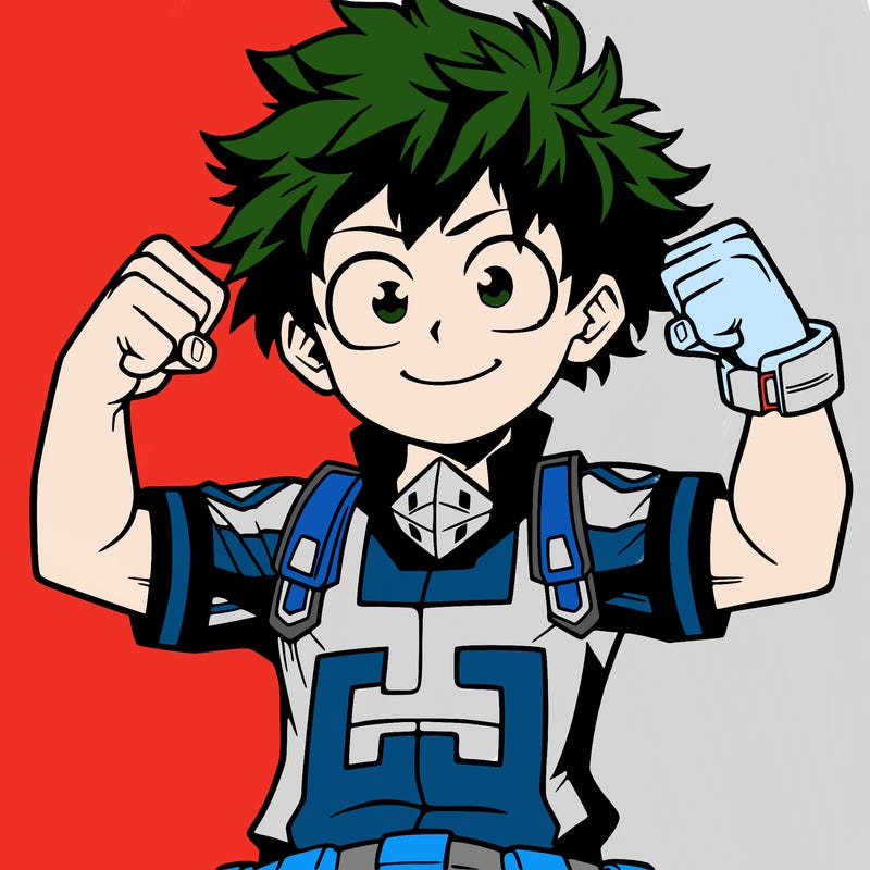 deku with a all might shirt