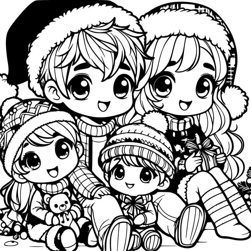 a cute family on christmas very realistic