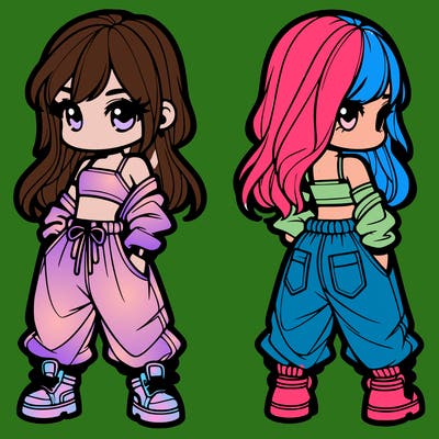 girl in crop top and baggy pants
