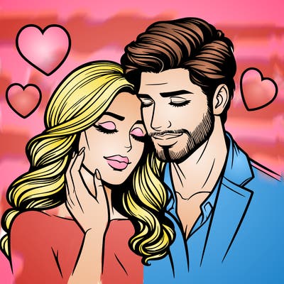 man and woman in love realistic