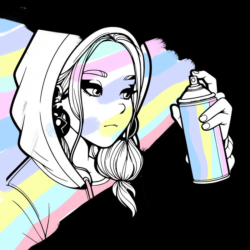 a realistic girl, spray painting