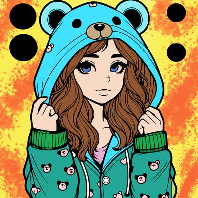 realistic girl in a animal pjs hoodie