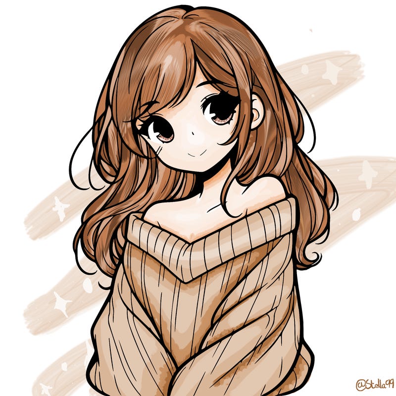 shy pretty girl wearing a sweater that is falling off one shoulder portrait