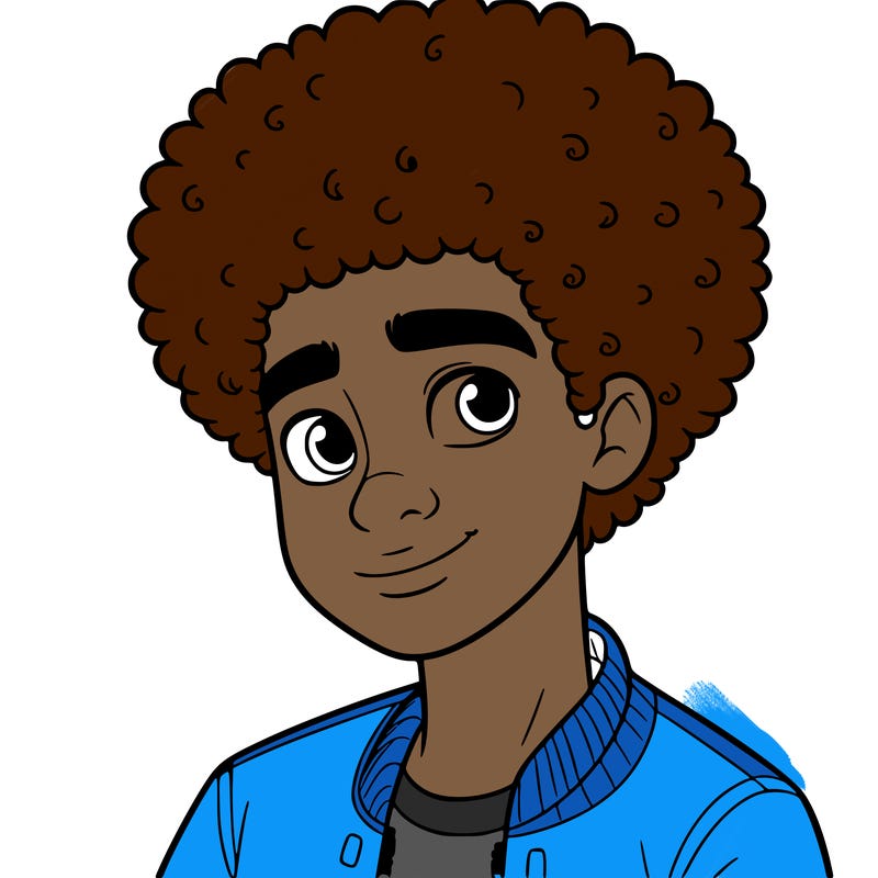 teen boy with afro
