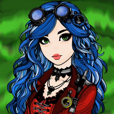 realistic girl with style steampunk