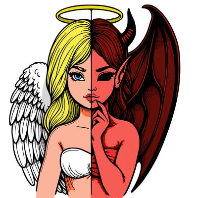 realistic angel half demon