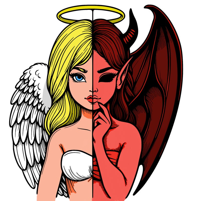 realistic angel half demon