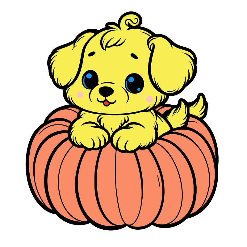 cute little puppy in a pumpkin