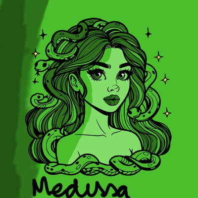 realistic girl with snakes as hair