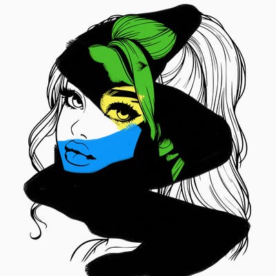 realistic girl with a ponytail on her hair and lips