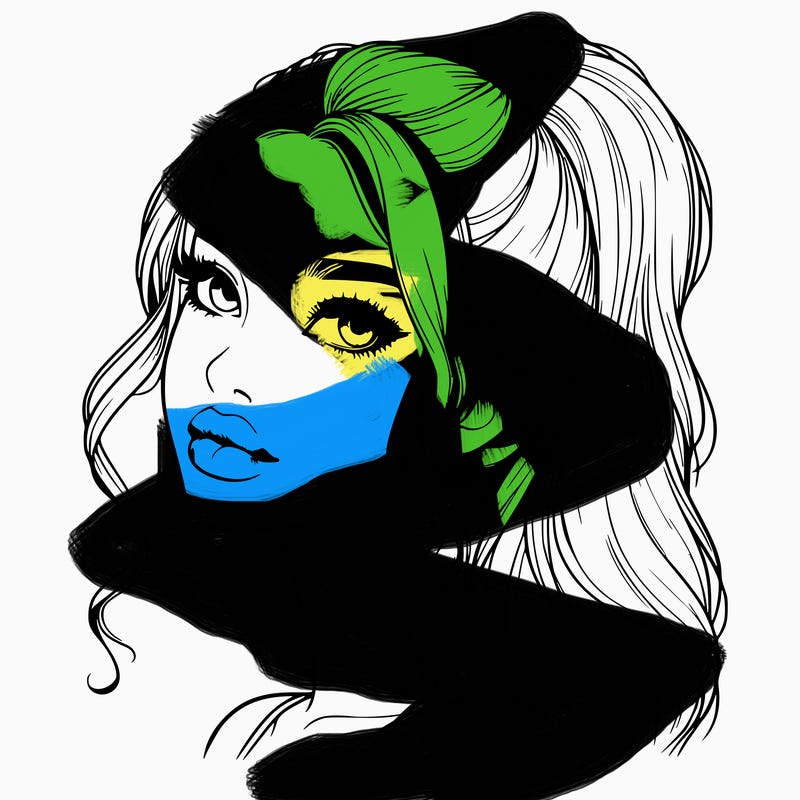 realistic girl with a ponytail on her hair and lips