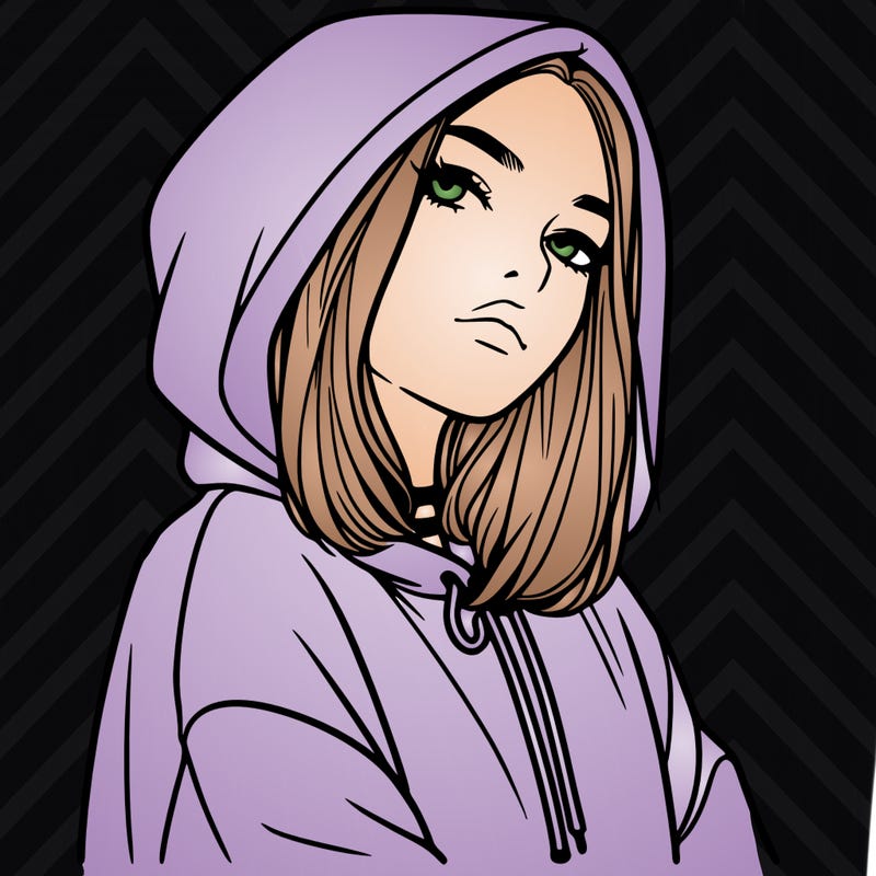 a realistic girl in a hoodie