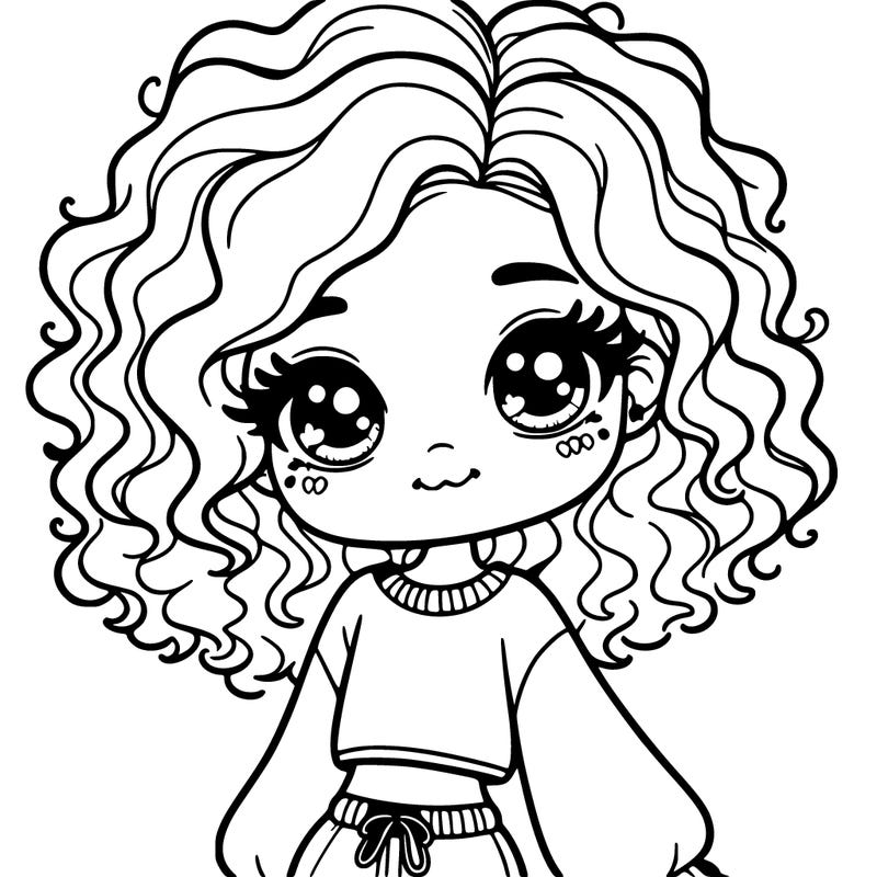 cute girl with cute long sleeve cropped sweatshirt and cute curly hair