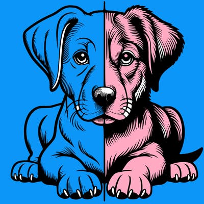 realistic dog split picture