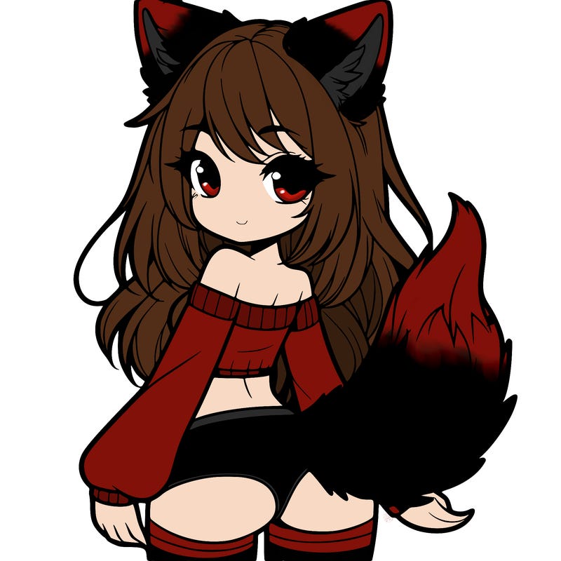 a girls with wolf ears and tail