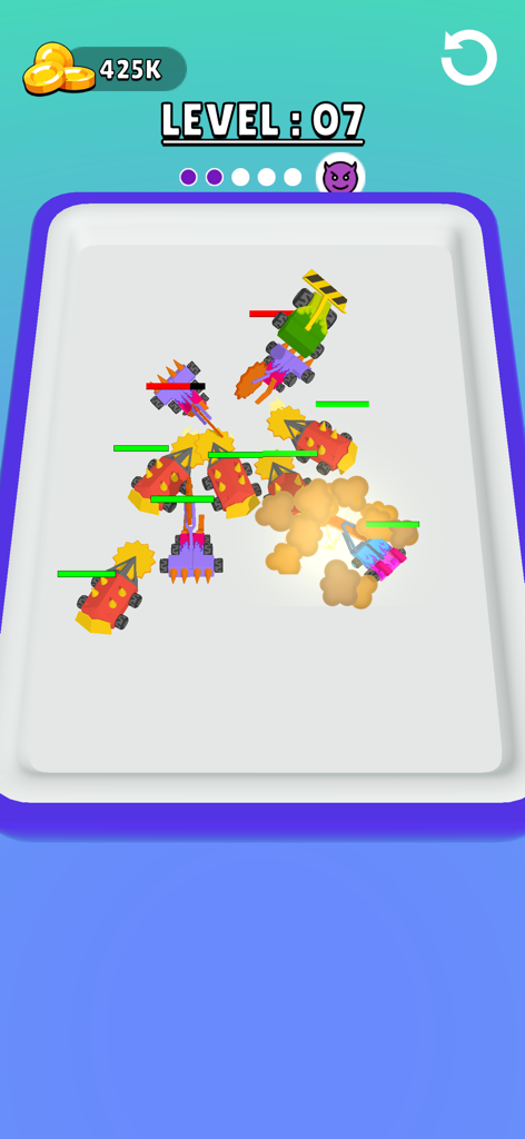 Robot Merge and Fight Master - Mechanized robots in an epic clash during level 7 of Robot Merge and Fight Master