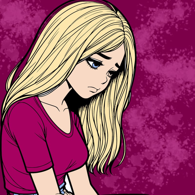 a realistic photo of a depressed girl
