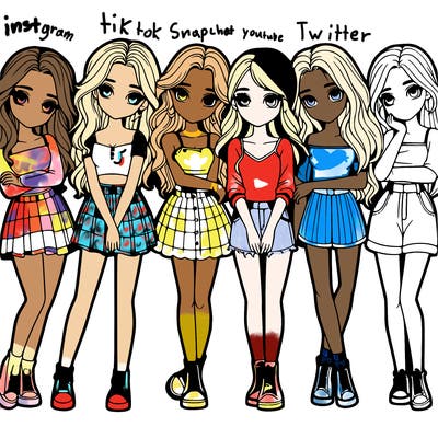 a group of girls realistic