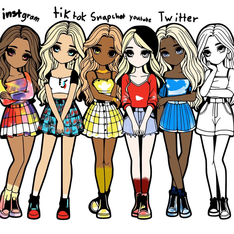 a group of girls realistic