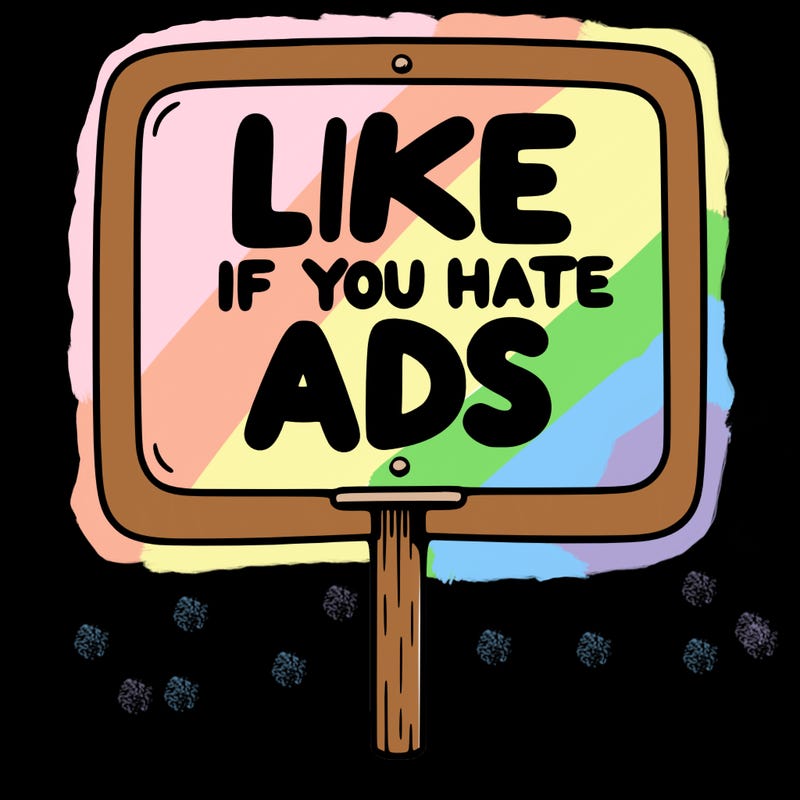 a sign that says like if you hate ads