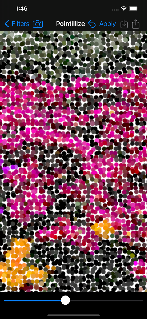 Uno screenshot del filtro Puntinismo applicato a una foto all'interno dell'interfaccia dello Strumento Editor Foto con Filtri Immagine.