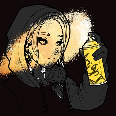 a realistic girl, spray painting