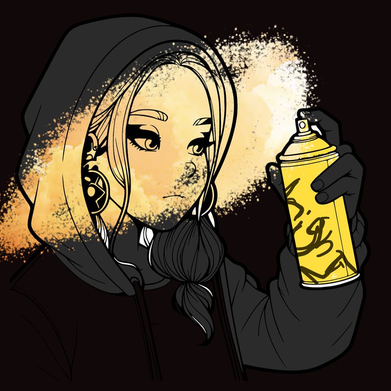 a realistic girl, spray painting