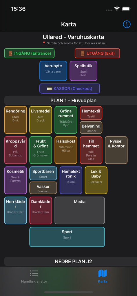 Skandinaviens Största Varuhus - Interactive store map of Gekas Ullared department store with color-coded categories