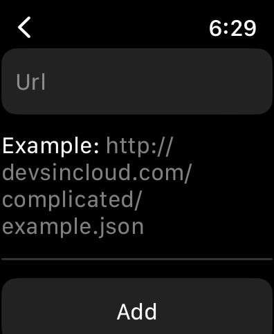Complicated - complications - Interface to add a JSON data source URL for custom Apple Watch complications