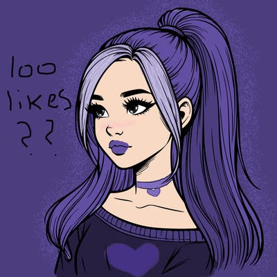 realistic girl with a high ponytail