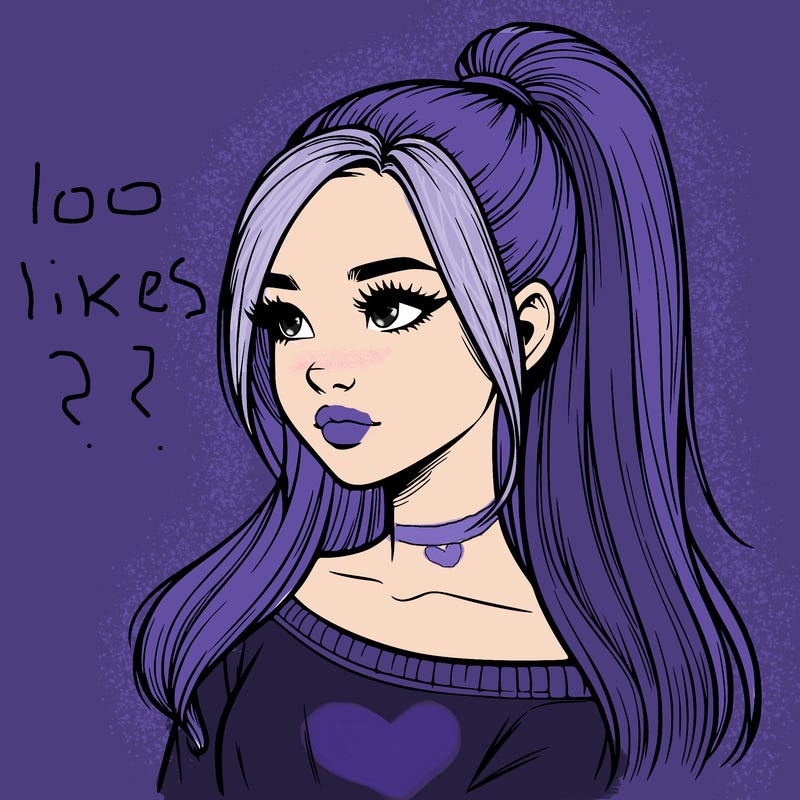 realistic girl with a high ponytail