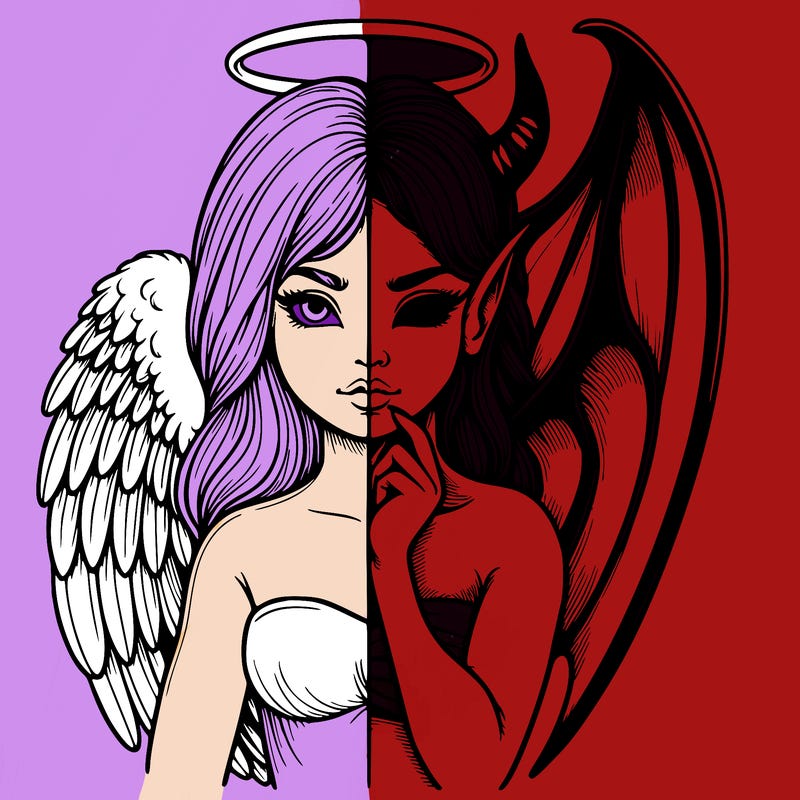 realistic angel half demon