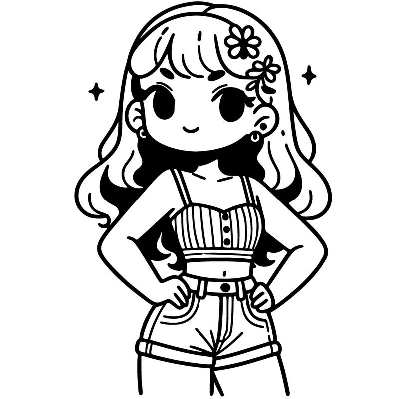 girl in short shorts and crop top