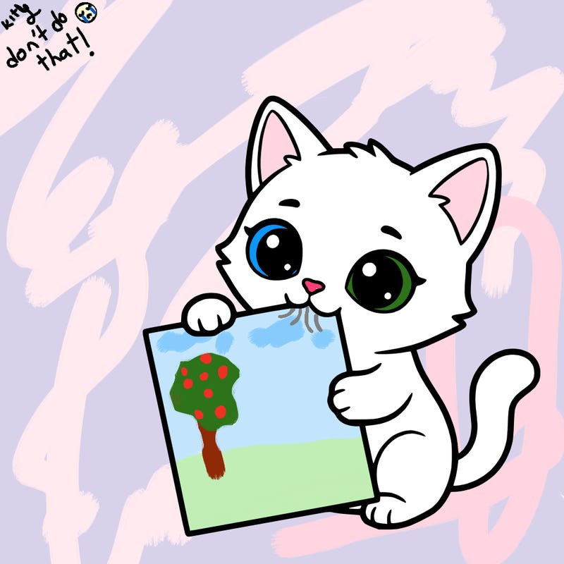 a small cat with a blank sheet of paper in its hand. the cat is sooooooo cute!