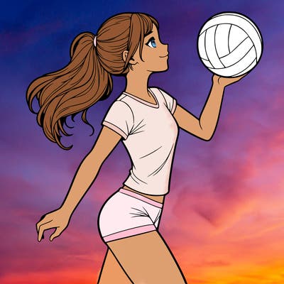 volley ball realistic girl
