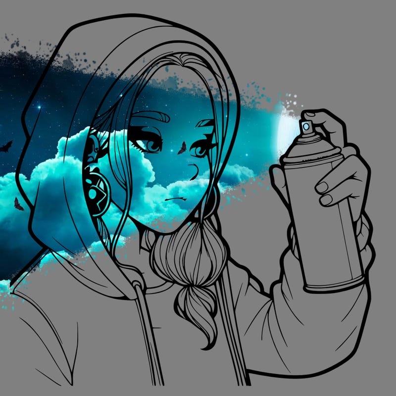a realistic girl, spray painting