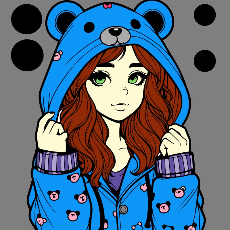 realistic girl in a animal pjs hoodie