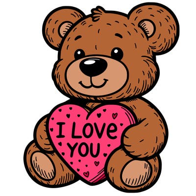 teddy bear holding an i love you heart