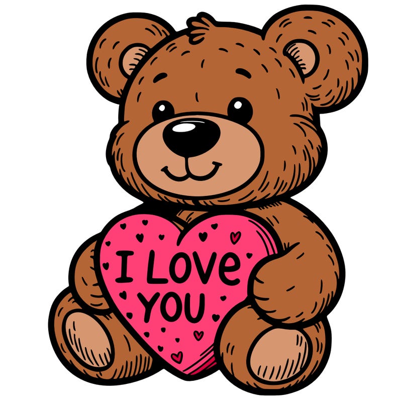 teddy bear holding an i love you heart