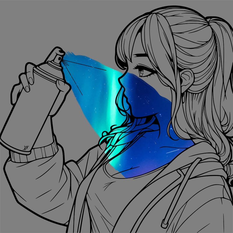 a realistic girl spray, painting