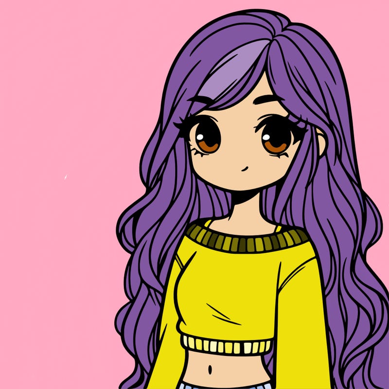 girl with long hair and a crop top with a sweater