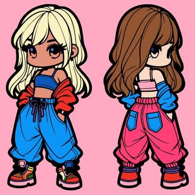 girl in crop top and baggy pants