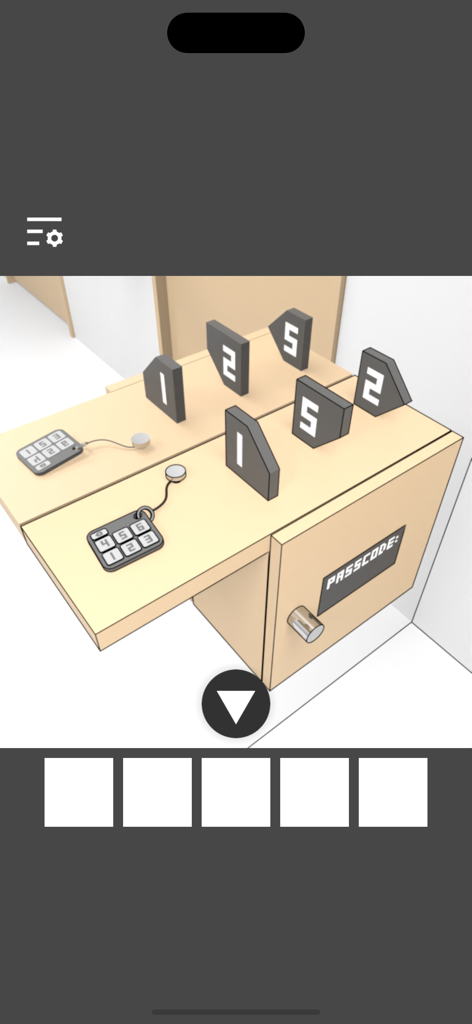 Mirror Room Escape - A minimalist logic puzzle in Mirror Room Escape featuring numbered blocks and keypads