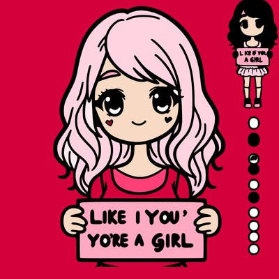 a pretty girl holding a sign that says: like if you’re a girl