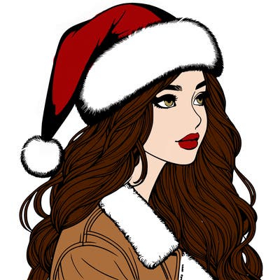 realistic girl in santa hat