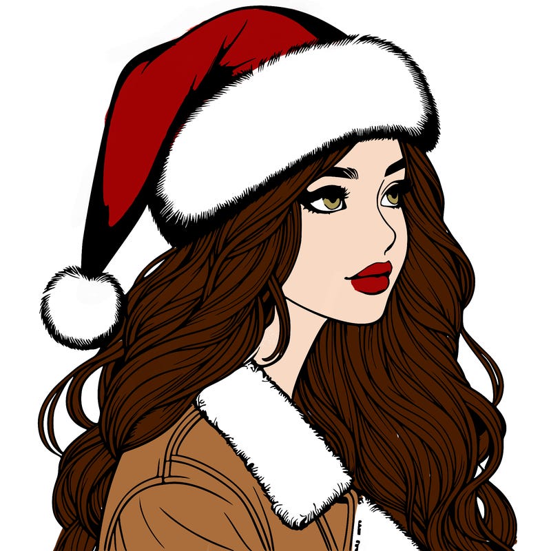 realistic girl in santa hat
