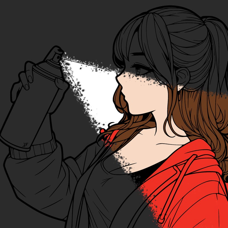 a realistic girl spray, painting