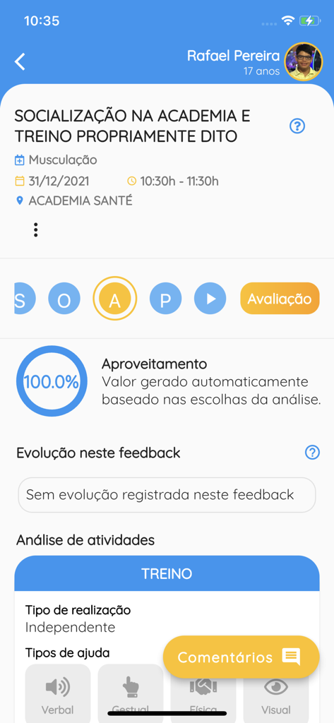 TiTa Therapy - Un referto dettagliato di feedback della sessione terapeutica sull'app TiTa Therapy che mostra l'analisi delle attività e il monitoraggio dei progressi per un paziente